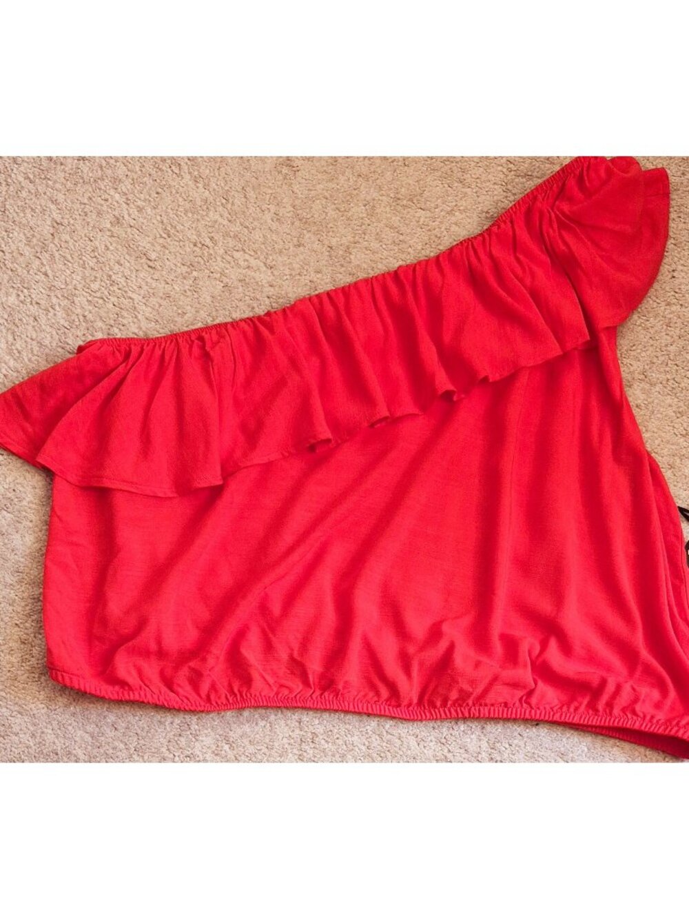 Ava & Viv One Shoulder Ruffle Neckline Crop Stop Size 2X NWT